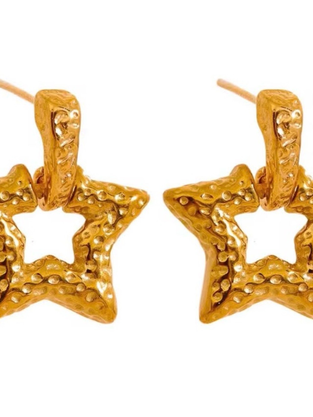 Hammered Gold Star Drop Earrings for Women